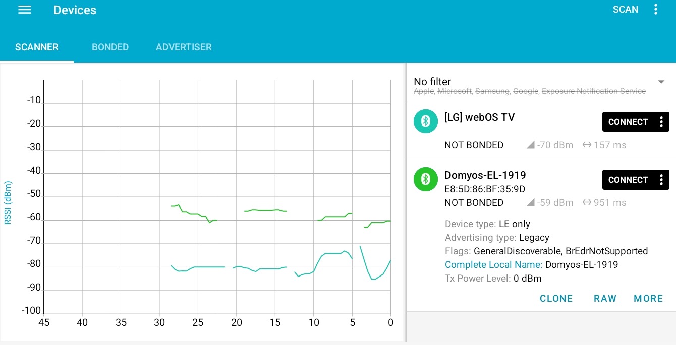 nRF Connect screenshot