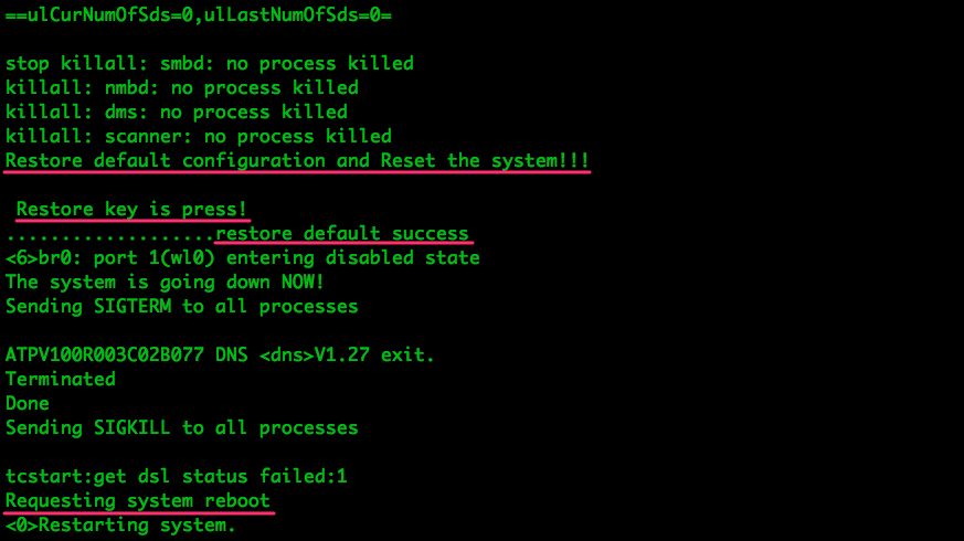 UART system restore logs