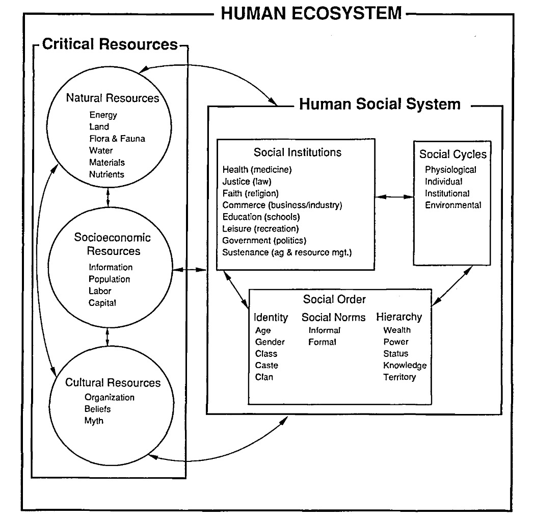 working model of the human ecosystem - G.E. Machalis et al.